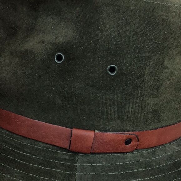 American Eagle Olive Suede Indiana Jones style Fedora Hat - Picture 7 of 11